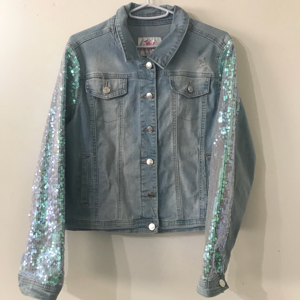 Girls Jean and Sequence Jacket